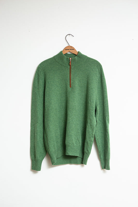 Brunello Cucinelli | 1/4 Zip green cashmere sweater