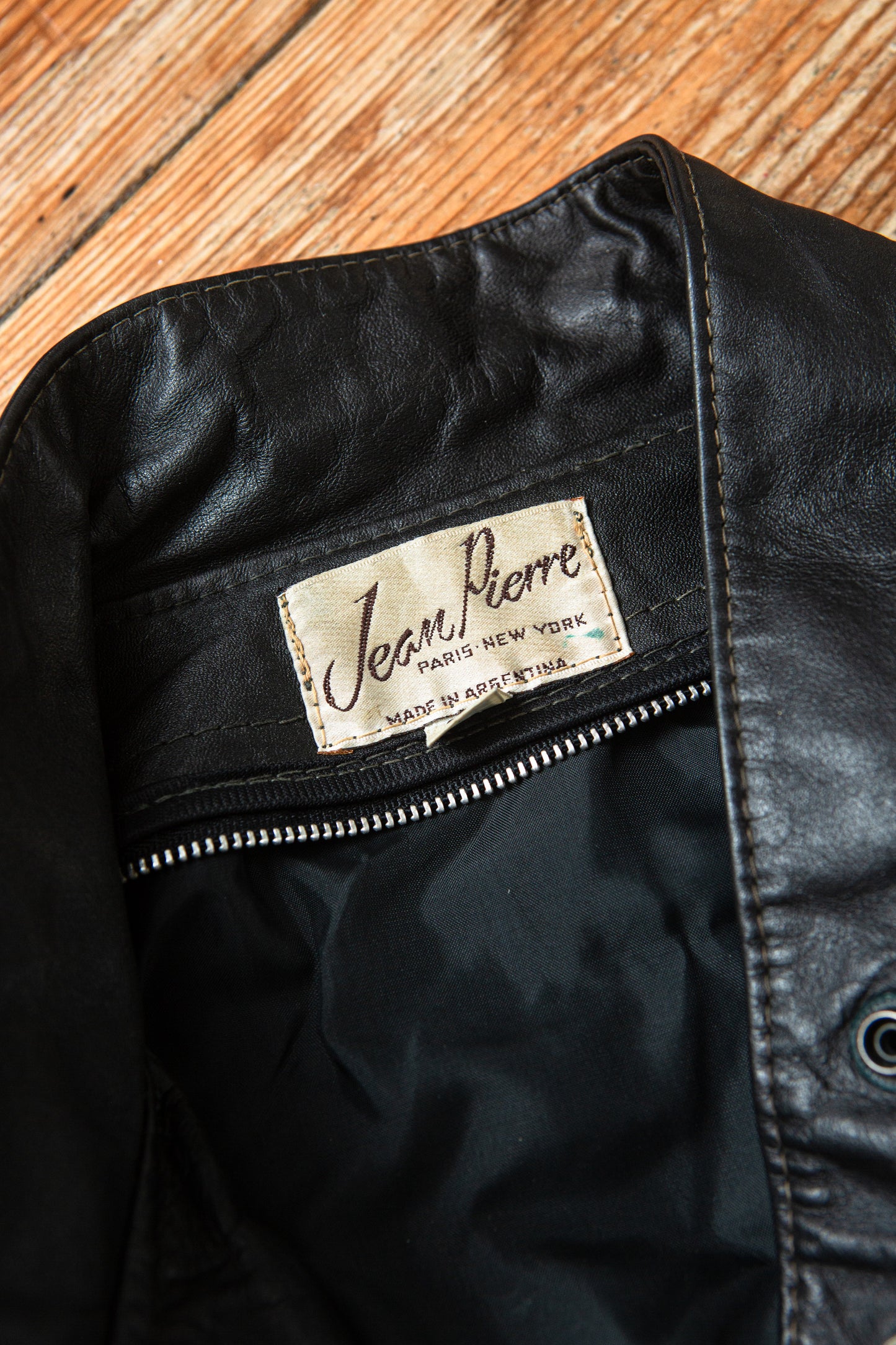 1980's Black Leather bomber jacket | Jean Pierre