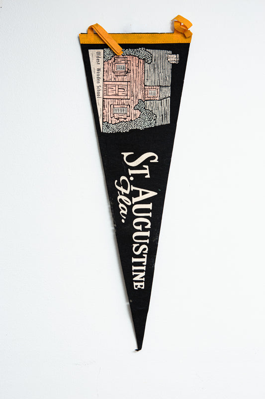 Vintage St. Augustine FLA. Oldest Wooden School pennant | Black