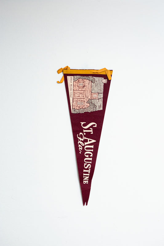 Vintage St. Augustine FLA. Oldest Wooden school pennant | Plum