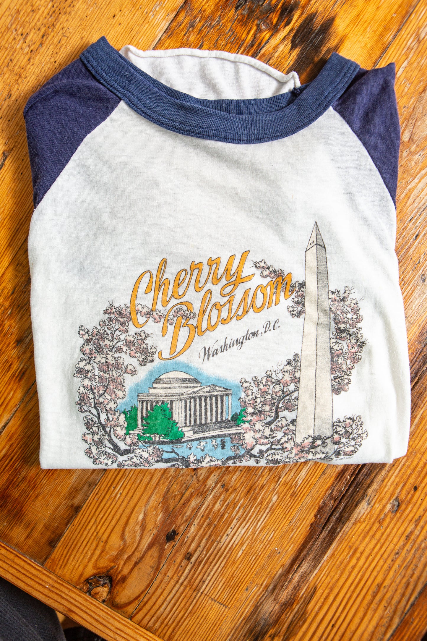 1982 Cherry Blossom Washington DC Ringer T-shirt Size L